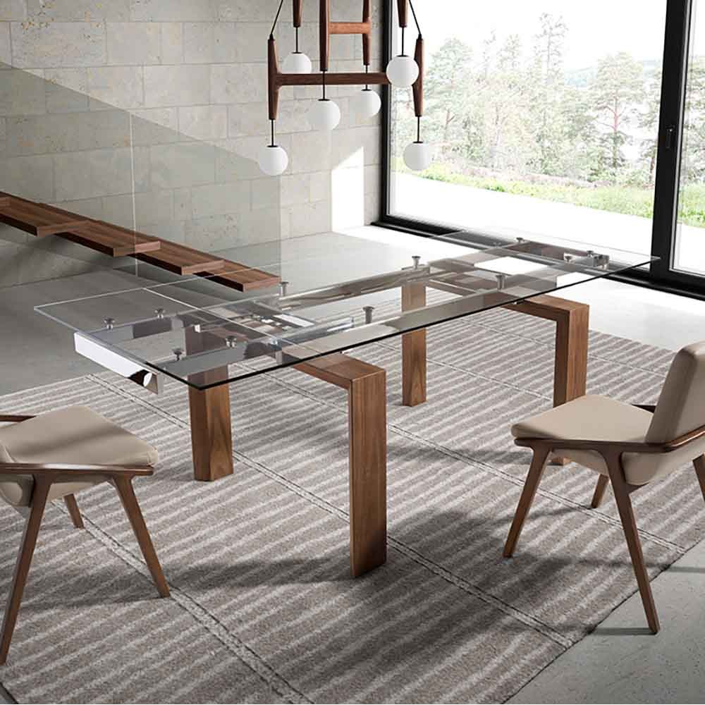 Extendable glass table by Angel Cerdà suitable for living rooms