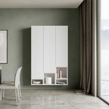 parete componibile con finiture bianco frassino Isoka A20 di Itamoby ideale per arredare il tuo living