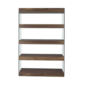 Wooden bookcase by Angel Cerdà with tempered glass sides