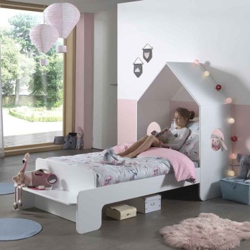 Bett in Hausform aus MDF-Holz für romantische Schlafzimmer