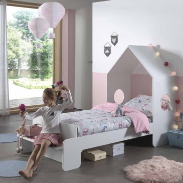 Bett in Hausform aus MDF-Holz für romantische Schlafzimmer