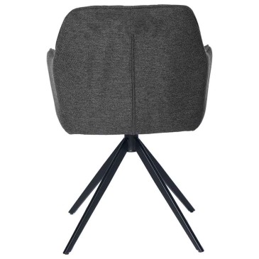 Conjunto de 2 cadeiras giratórias acolchoadas com estrutura em metal preto