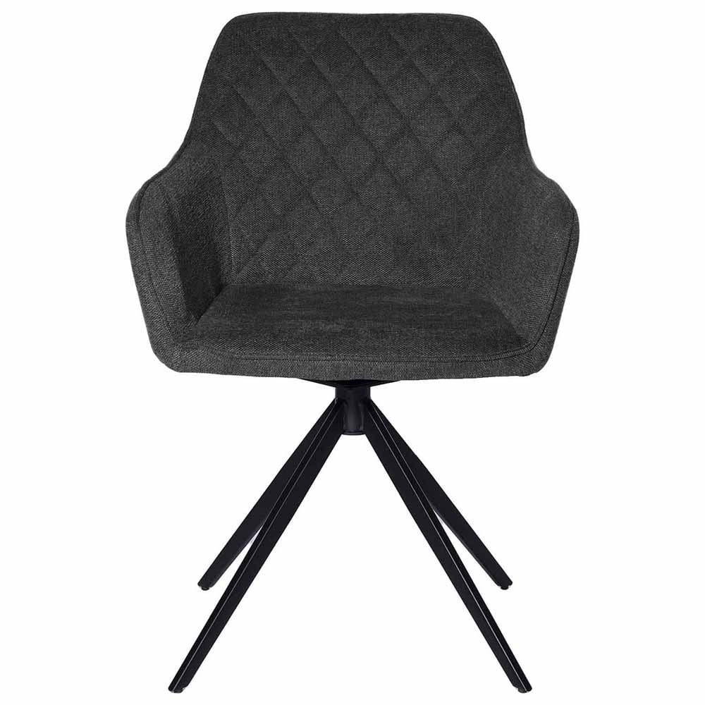 Conjunto de 2 cadeiras giratórias acolchoadas com estrutura em metal preto
