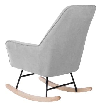 Rocking chair Somcasa Copenhagen recouvert de tissu avec structure en acier noir et luge en bois