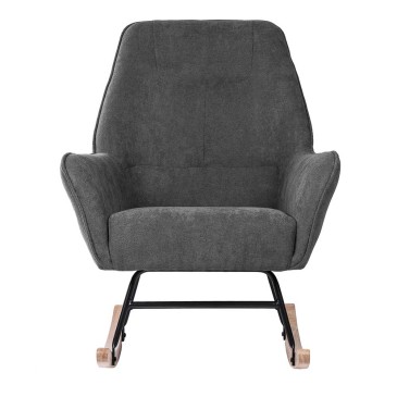 Rocking chair Somcasa Copenhagen recouvert de tissu avec structure en acier noir et luge en bois