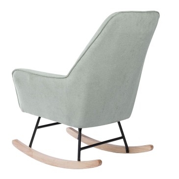Somcasa Copenhagen rocking chair covered in fabric with black steel structure and wooden sled