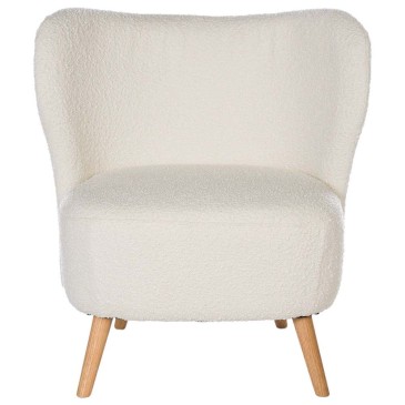 Wooden armchair covered in soft shearling effect fabric