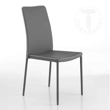 Conjunto de 4 cadeiras metálicas empilháveis Tomasucci Kable totalmente revestidas a pele sintética disponíveis em duas cores