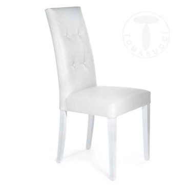 Tomasucci Dada Set aus 2 Holzstühlen mit Kunstlederbezug, erhältlich in Weiß, Grau und Braun