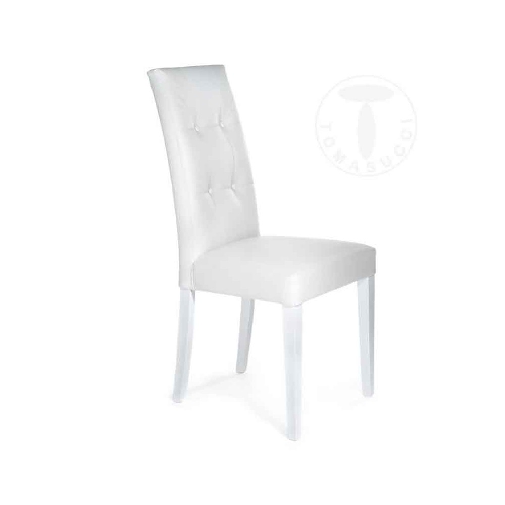 Καρέκλα Tomasucci Dada με καπιτονέ πλάτη, ντυμένη με οικολογικό δέρμα
