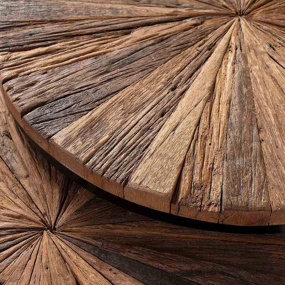 Ensemble de tables basses en bois recyclé et structure en fer