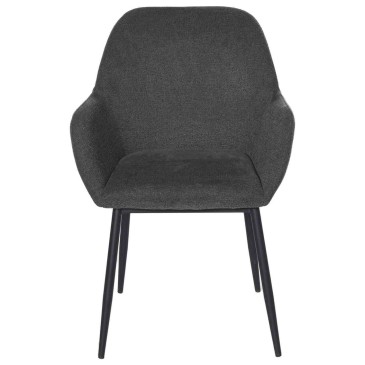 Stühle mit vollständig gepolstertem, mit Stoff bezogenem Sitz und Metallbeinen
