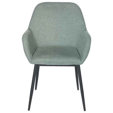 Chairs with fully padded seat covered in fabric with metal legs