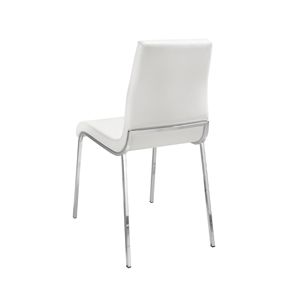 Moderne stol med kromstruktur betrukket med hvidt imiteret læder