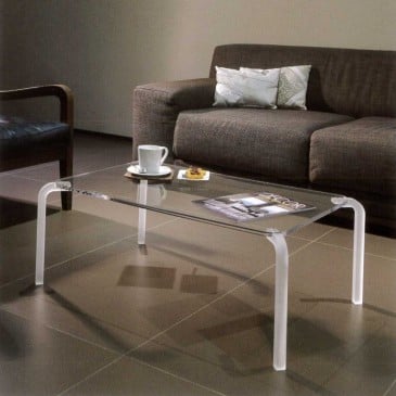 Gjennomsiktig lavt bord med ben i sateng akryl