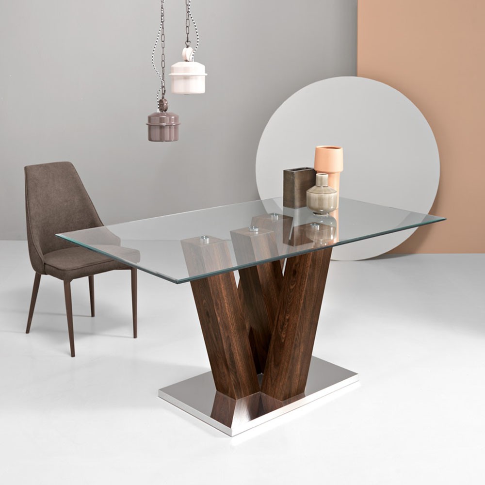 Ennio glass table by Ikone Casa suitable for living room or kitchen