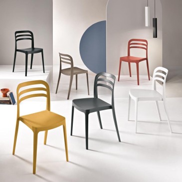 Ikone Casa lot de 4 chaises Django en polypropylène adapté pour l'intérieur et l'extérieur