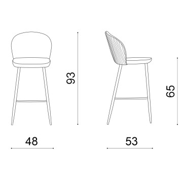 Conjunto de 4 taburetes con estructura de metal y asiento tapizado en terciopelo.