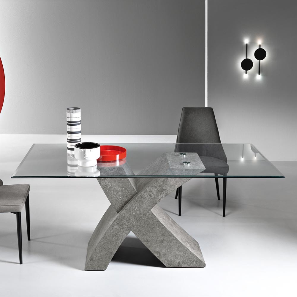 Raul glass table by ikone Casa suitable for kitchen or living room