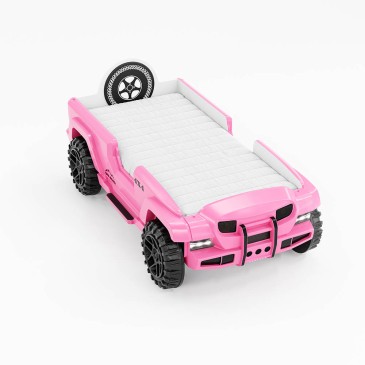 Cama individual en forma de jeep para niños