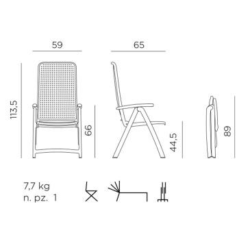Foldable armchair in anti-UV fiberglass polypropylene