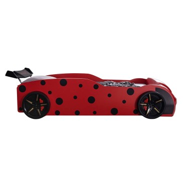 Single bed in the shape of a sports ladybug car in red