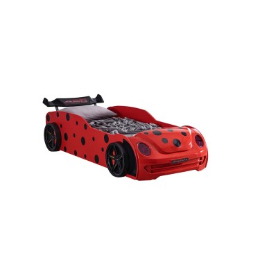 Eenpersoonsbed in de vorm van een lieveheersbeestje sportauto in rood