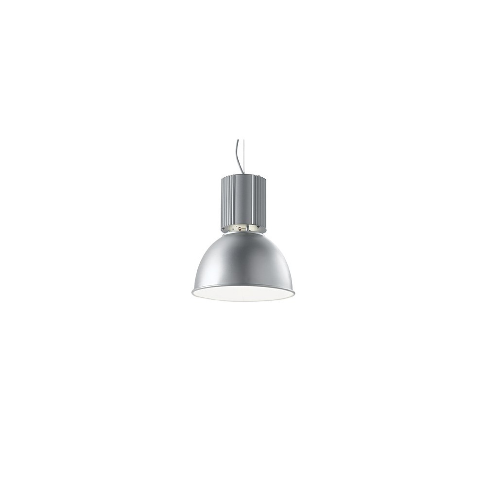 Hangar suspension lamp in anodized aluminum and white enameled interior adjustable in height