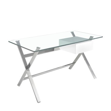 Glass desk with chrome legs by Angel Cerda