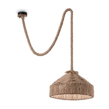 Hemp pendant lamp in metal with hemp-coated electrical cables. Available in 1, 2 and 6 light versions