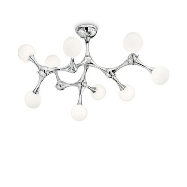 Nodino Ceiling Lamp in chromed metal available in chrome finish in the 9-light version