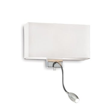 Hotel Wall Lamp in chromed metal and PVC lampshade covered in fabric. Two ignitions