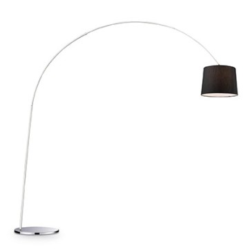 Dorsale floor lamp in chromed metal with white or black pvc lampshade