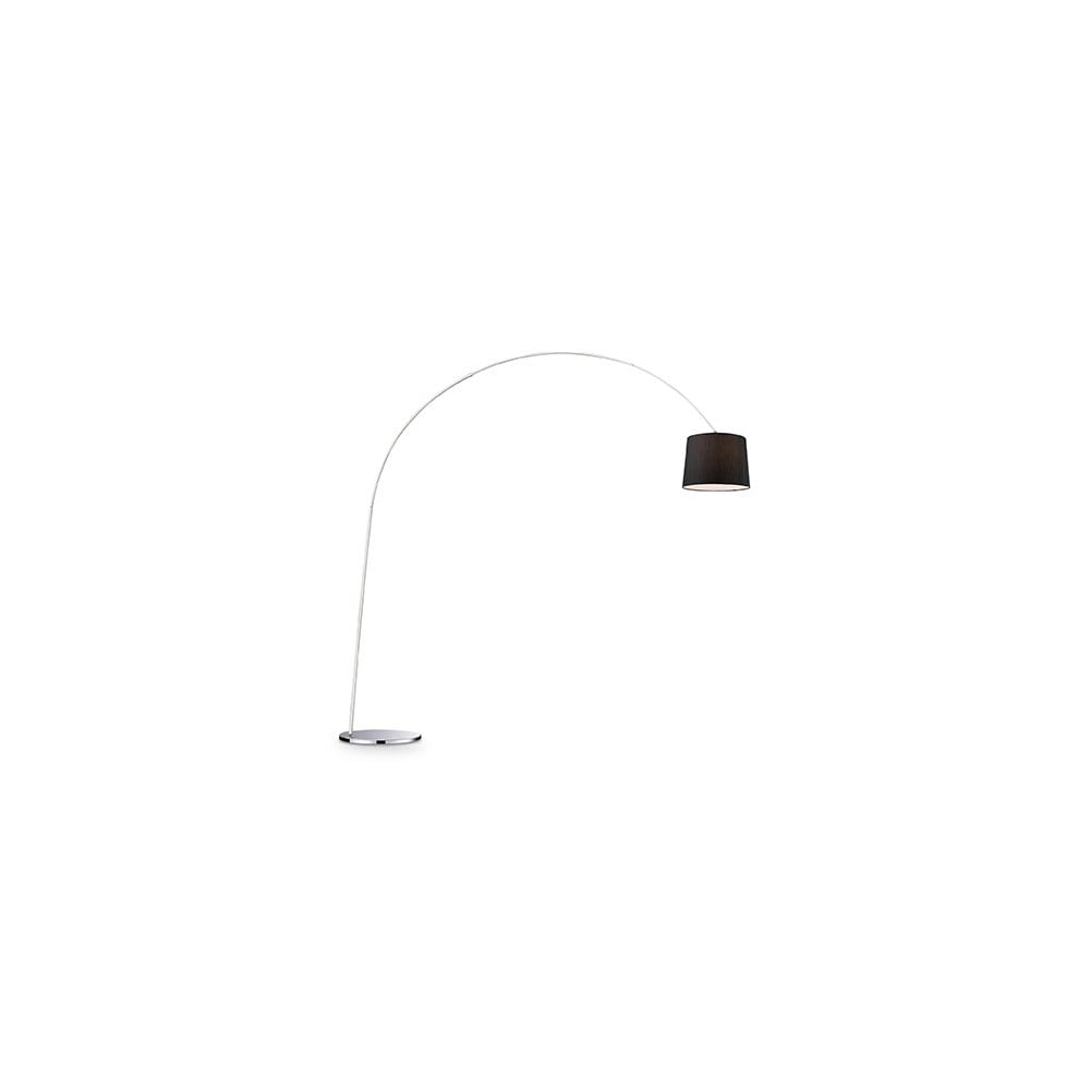 Dorsale Stehleuchte aus verchromtem Metall mit weißem oder schwarzem PVC-Lampenschirm