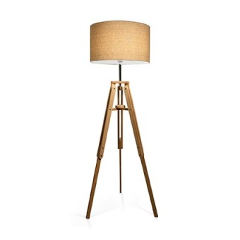 Klimt floor lamp with natural leg frame and pvc lampshade covered with fabric