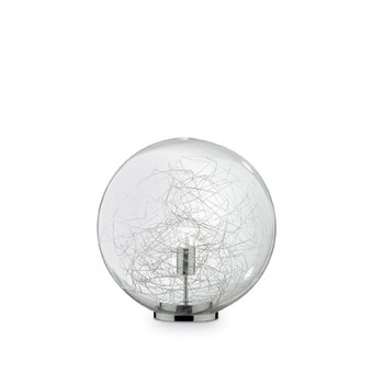 Mapa Max table lamp with chromed frame and blown glass decorated with aluminum wires