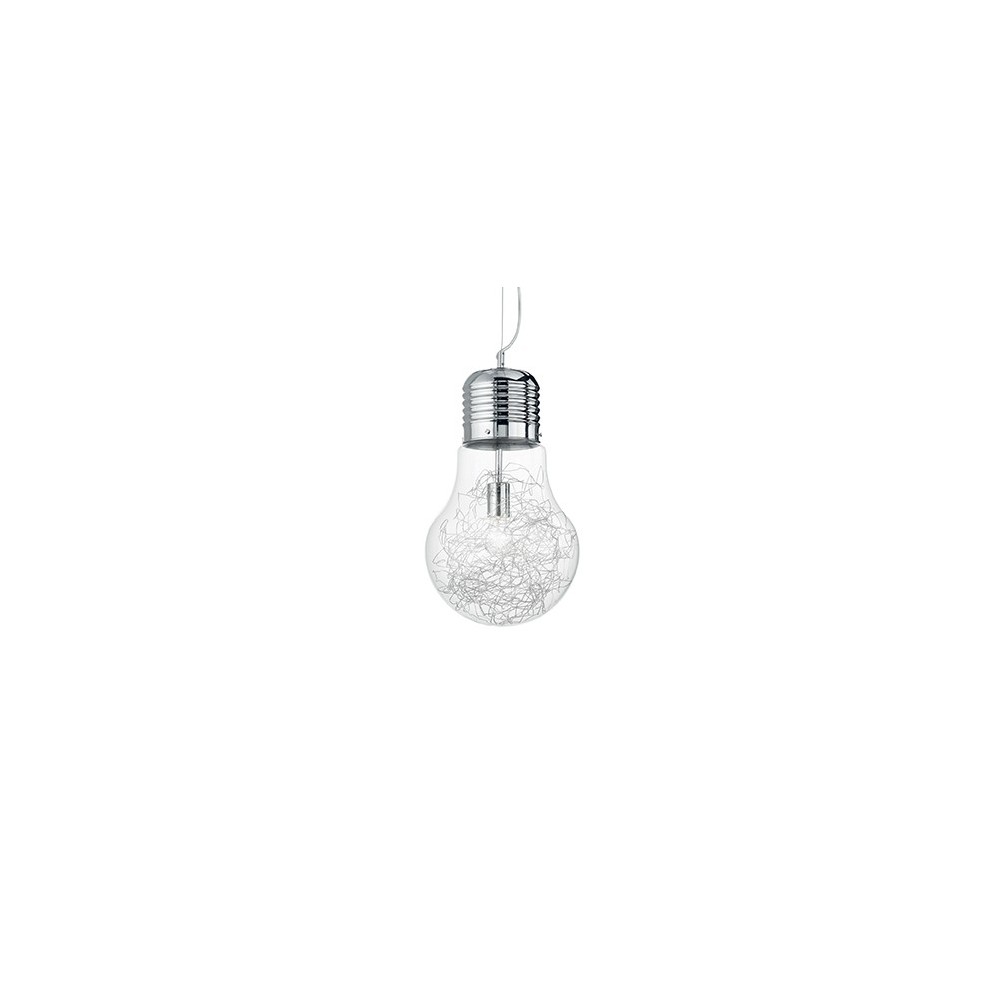Suspension lamp Luce Max available in 4-7-3 and one light. Metal structure with blown and decorated glass