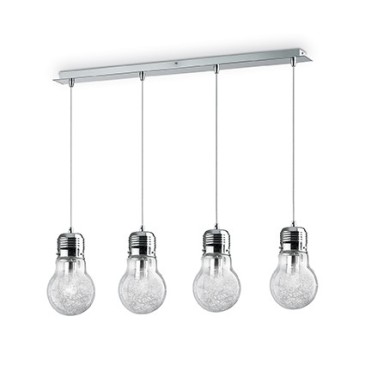 Suspension Lamp Luce Max available with 1 or 3 lights. Metal structure with blown and decorated glass