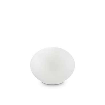 Lampe de table Smarties White avec structure en métal chromé et verre dépoli blanc soufflé