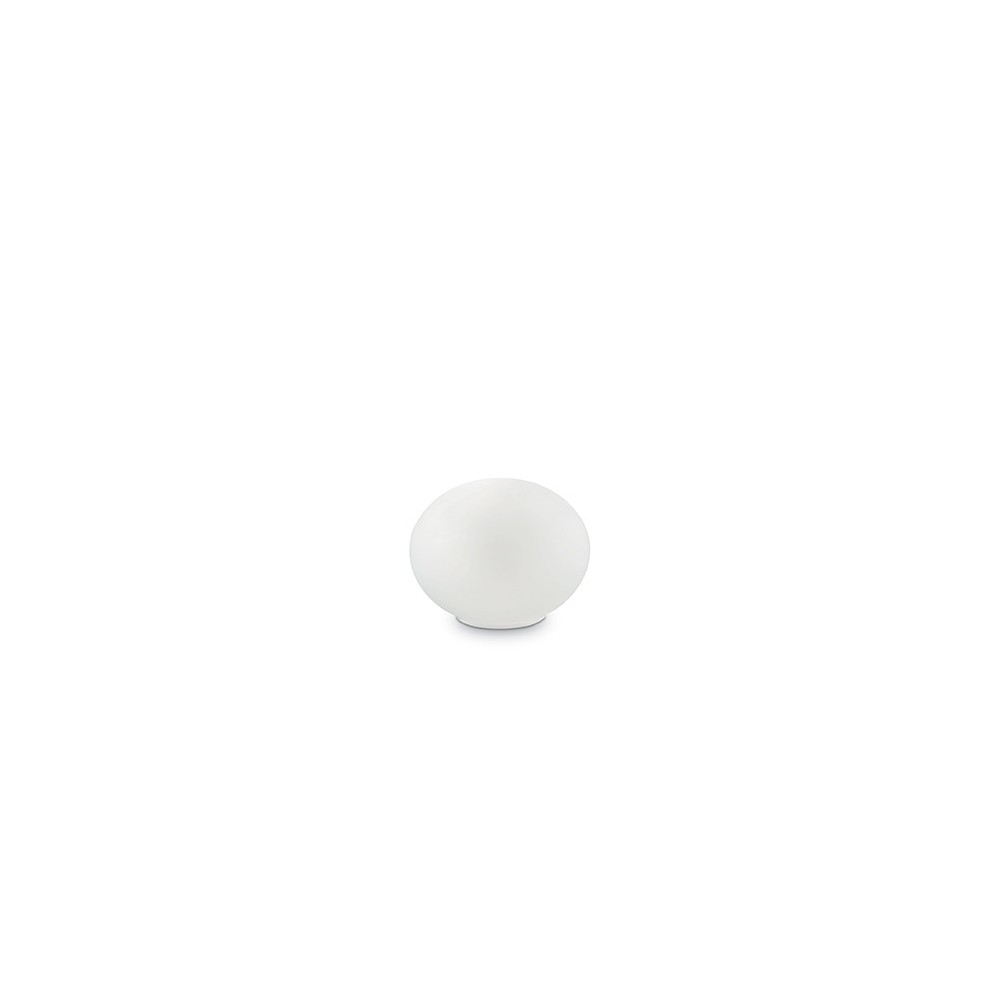 Lampada da tavolo Smarties Bianco con momtatura in metallo cromato e vetro bianco soffiato e acidato
