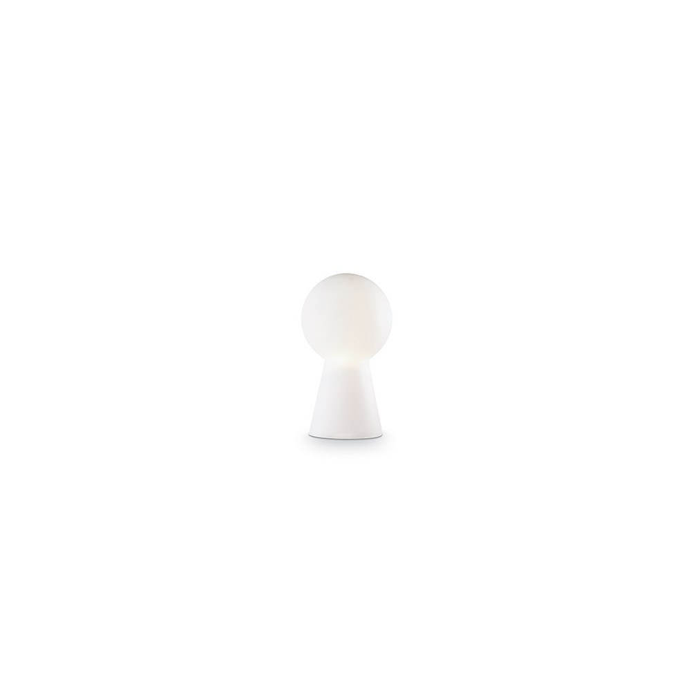 Birillo Tischlampe mit verchromtem Metallfuß und weißem, säuregeätztem oder geräuchertem mundgeblasenem Glas