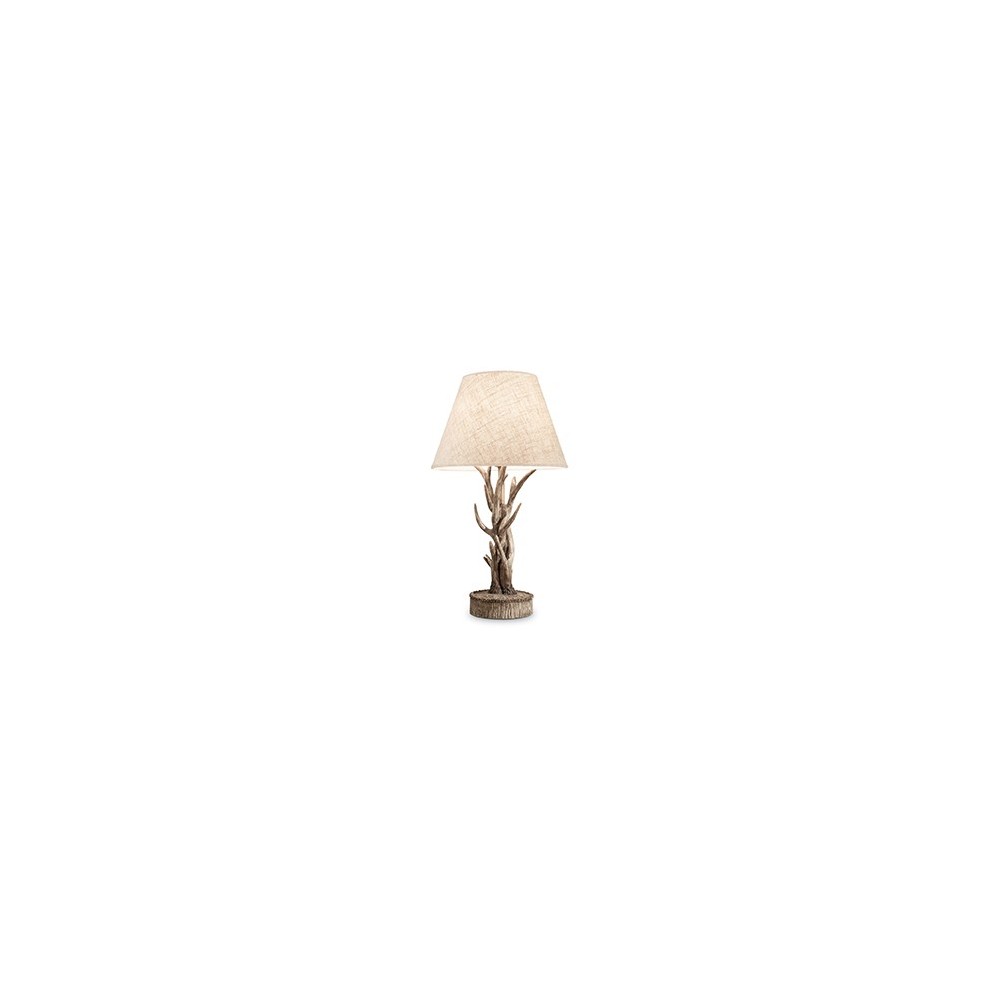 Lampe de table Chalet en résine travaillée et peinte à la main comme une reproduction fidèle de cornes et bois sculpté