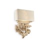 Peter wall lamp with 2 lights. Handcrafted resin structure and canvas covered lampshade
