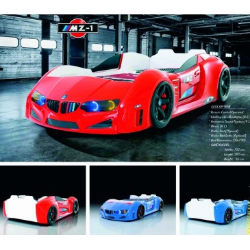 Κρεβάτι αυτοκινήτου BMW MZ ECO-1 με δομή από ξύλο MDF και κάλυμμα ABS. Φώτα στους προβολείς και με χειριστήριο και 4 ήχους