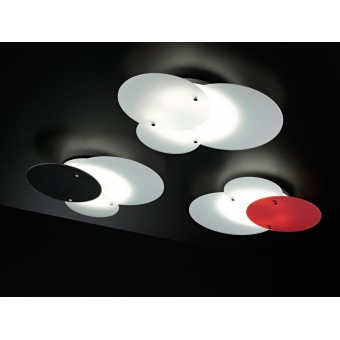 Lámpara de techo Concentrik en metal con difusores de cristal y disponible en tres colores