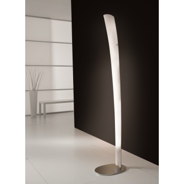 Calla floor lamp in stainless steel with shaped glass diffuser. 80 watt T5 fluorescent lamp