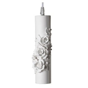 Capodimonte suspension lamp in matt white ceramic. Lamp lighting 1 x max 35 watts included