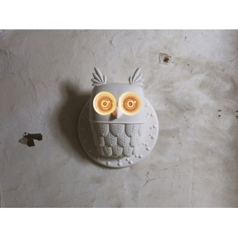 Ti Vedo Wandleuchte aus eulenförmiger mattweißer Keramik mit 2 E27 Lampen