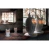 Lampada da tavolo Ti Vedo in ceramica bianca opaca a forma di gufo con 2 lampade E27
