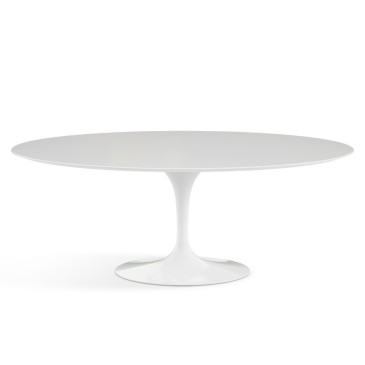 Originalgetreue Neuauflage des OVAL Tulip Table mit Platte aus Carrara-Marmor oder Laminat